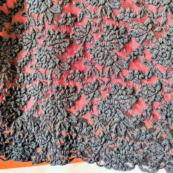 Vintage Y2K Lace Cami Tank Top Black Crimson Red Whimsigoth Witchy Goth Floral L - Picture 7 of 9